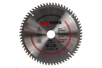Диск пильный твердосплавный по ламинату (235х30 мм; 64 зуба) REDVERG 6621258