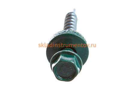 Саморезы для крепления кровельных материалов к деревянной обрешетке Зубр цвет RAL 6005 зеленый насыщенный, оцинкованные, 4,8x38мм, 600шт 4-300310-48-038-6005