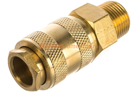 Быстроразъем пневматический с клапаном - наружная резьба 3/8", латунь ЭВРИКА ER-BSE1-3SM