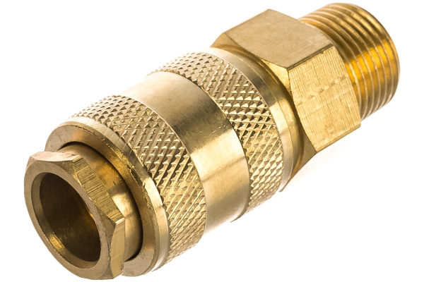 Быстроразъем пневматический с клапаном - наружная резьба 3/8", латунь ЭВРИКА ER-BSE1-3SM