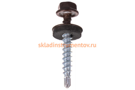 Саморезы Зубр для крепления кровельных материалов к деревянной обрешетке, цвет RAL 8017 шоколадно-коричневый, оцинкованный, 4,8x35мм, 380шт 4-300315-48-035-8017