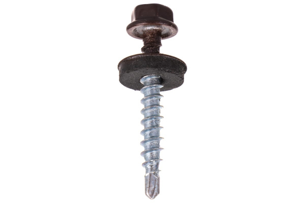 Саморезы Зубр для крепления кровельных материалов к деревянной обрешетке, цвет RAL 8017 шоколадно-коричневый, оцинкованный, 4,8x35мм, 380шт 4-300315-48-035-8017