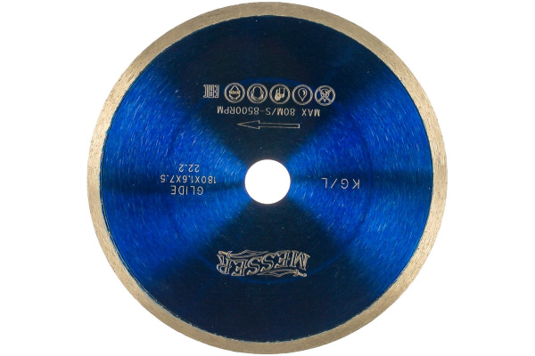 Диск алмазный сплошная кромка KG/L по керамограниту (180х22.2 мм) MESSER 01-27-180