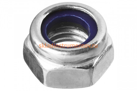Самостопорящаяся шестигранная гайка Зубр DIN 985, с нейлоновым кольцом, класс прочности 8, оцинкованная, M8, ТФ6, 8 шт. 4-303586-08