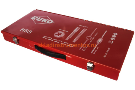 Резьбонарезной набор MF3-MF20 HSS метчики+плашки+воротки, 43шт RUKO 245041