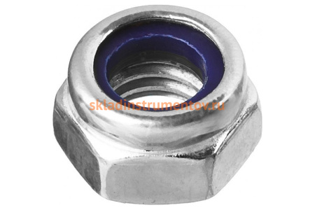 Самостопорящаяся шестигранная гайка Зубр DIN 985, с нейлоновым кольцом, класс прочности 8, оцинкованная, M8, ТФ6, 8 шт. 4-303586-08