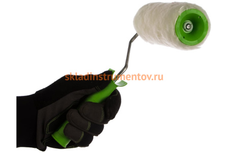 Валик СИБРТЕХ из натурального меха с ручкой, 150 мм, ворс 12 мм, D - 48 мм 80122