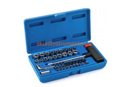 Отвертка с битами и головками VOREL Т-образная, 41 шт 65150