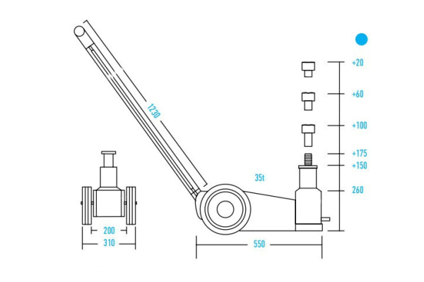 Пневмогидравлический подкатной домкрат 35 тонн NORDBERG N3335L