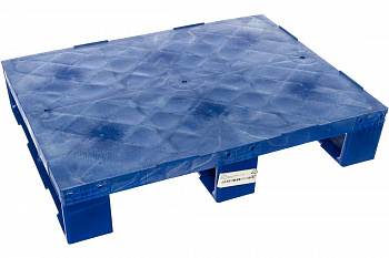 Сплошной паллет на 3-x полозьях, синий, 800х600х150 мм ТАРА 7879
