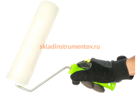 Валик СИБРТЕХ из натурального меха с ручкой, 250 мм, ворс 12 мм, D - 48 мм 80124