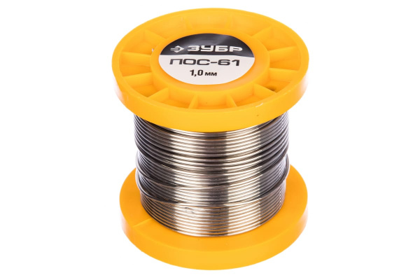 Припой ПОС 61 (1 мм; 100 г; трубка с канифолью) Зубр 55450-100-10C