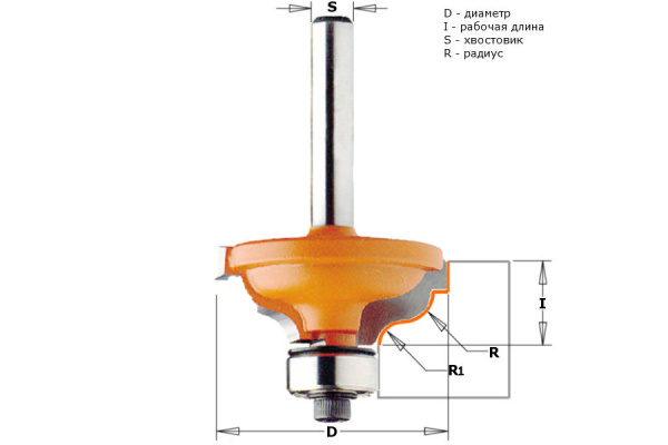 Фреза фасочная с нижним подшипником (34.2x13 мм; хвостовик 12 мм) CMT 946.825.11