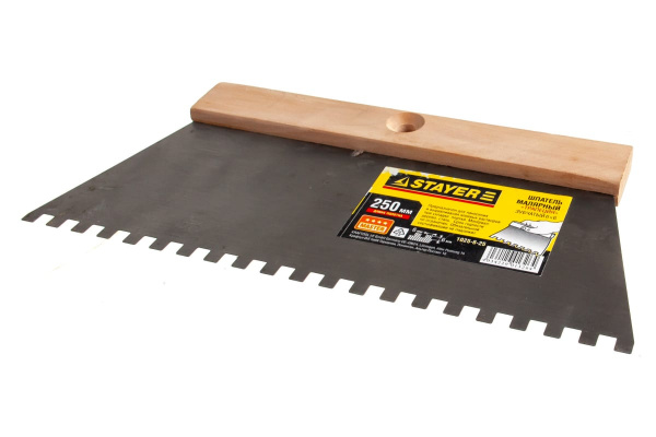 Малярный шпатель, зуб 6х6мм, 250мм STAYER 1025-6-25