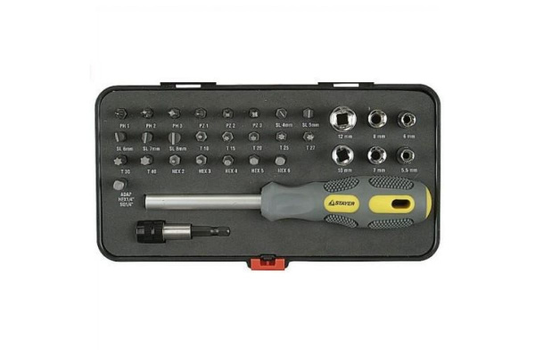 Отвертка MAX-GRIP в наборе с битами и торцевыми головками STAYER 25927-H32 G