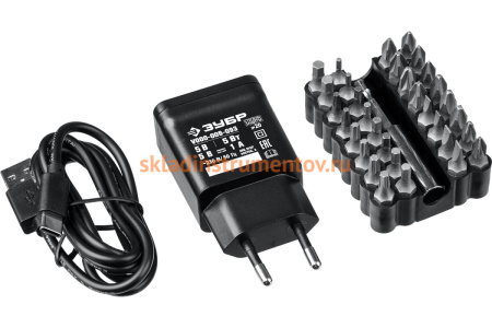 Аккумуляторная отвертка ЗУБР 3.6 В, в кейсе, с набором 33 бит ЗО-4 КН33