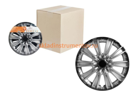 Колесные колпаки Airline 14" Торнадо + , серебристо-черный, карбон, 2 шт. AWCC-14-07