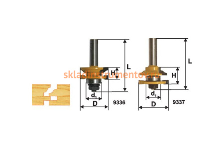 Набор фрез комбинированных рамочных (2 шт; 41.3х23 мм; R 12 мм; хвостовик 12 мм) по дереву Энкор 9340