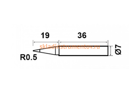 Жало конус 0.5 мм для паяльников 6PK-976NB, 6PK-976ESD-NB ProsKit 5PK-976N-B2 00247416