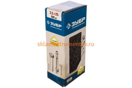 Саморезы универсальные оксидированные по дереву/металлу 600 шт. (3,5х25 мм; PH2; ТФ1) ЗУБР 4-300011-35-025