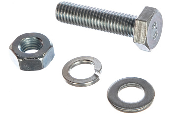 Болт с шестигранной головкой в комплекте с гайкой, шайбой, шайбой пружинной, ЗУБР, МАСТЕР, 303436-10-040