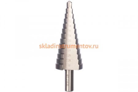 Сверло ступенчатое (6-30 мм; 13 ступеней; шаг 2 мм; ход 4.5 мм) по металлу Энкор 21630