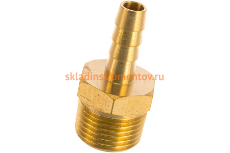 Штуцер пневматический наружная резьба 3/8- елочка  6 мм ROCKFORCE RF-MH06/04