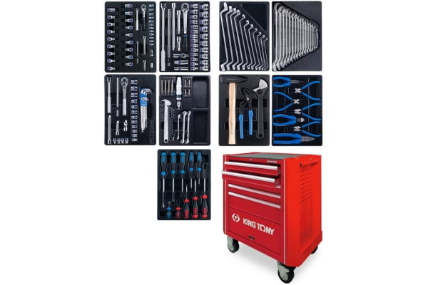 Набор инструментов в красной тележке, 161шт KING TONY 932A-005MR