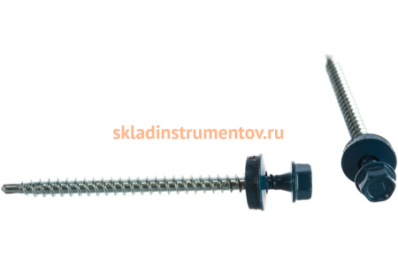 Саморезы для крепления кровель. матер. к дерев. обреш. Зубр цвет RAL 5009 "небесно-голубой", оцинк., 4,8x70мм, 160 штук 4-300315-48-070-5009