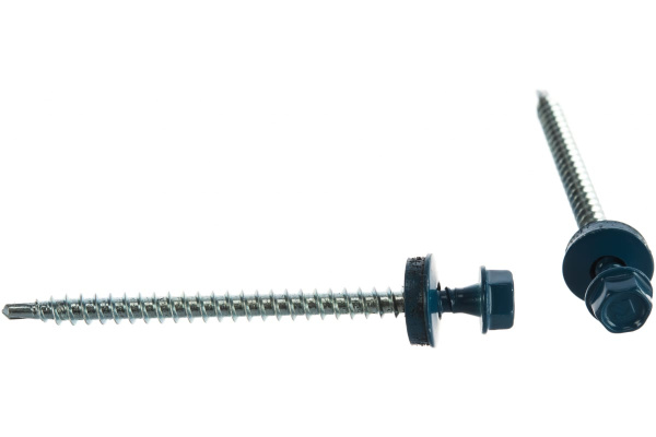 Саморезы для крепления кровель. матер. к дерев. обреш. Зубр цвет RAL 5009 "небесно-голубой", оцинк., 4,8x70мм, 160 штук 4-300315-48-070-5009