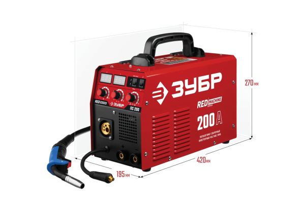 Инверторный сварочный полуавтомат Зубр 200 А, ПС-200 Инверторный сварочный полуавтомат Зубр 200 А, ПС-200