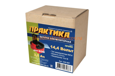 Аккумулятор (14.4 В; 2.0 А*ч; NiCd) для инструментов BOSCH коробка ПРАКТИКА 030-887