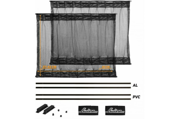 Солнцезащитные раздвижные шторки (60х37-42 см, черный цвет) Airline ASPS-S-08
