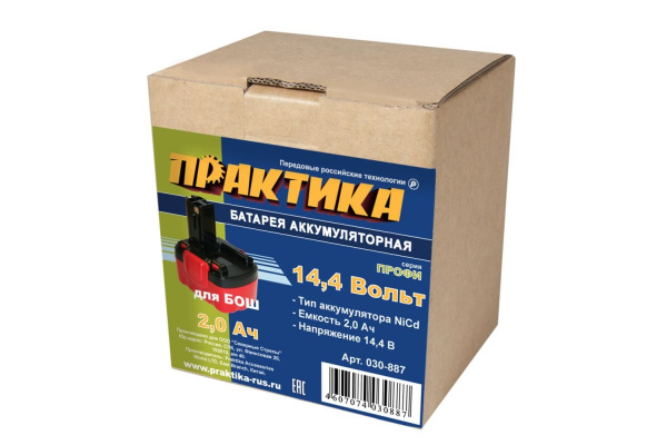 Аккумулятор (14.4 В; 2.0 А*ч; NiCd) для инструментов BOSCH коробка ПРАКТИКА 030-887