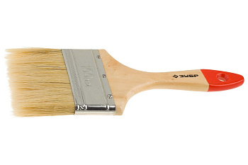 Плоская кисть Зубр УНИВЕРСАЛ-СТАНДАРТ, натуральная щетина, деревянная ручка, 100 мм 4-01001-100