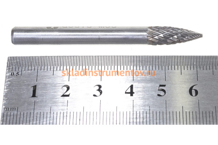 Борфреза твердосплавная гиперболическая с точечным торцом с двойной насечкой (6х16 мм; хвостовик 6 мм) ПНЕВМО-ТРЕЙД G0616-M06