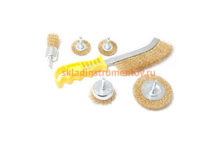 Набор кордщеток дисковых латунных для дрели (6 пр, 1/4", 25-75 мм) Rockforce RF-BWS601