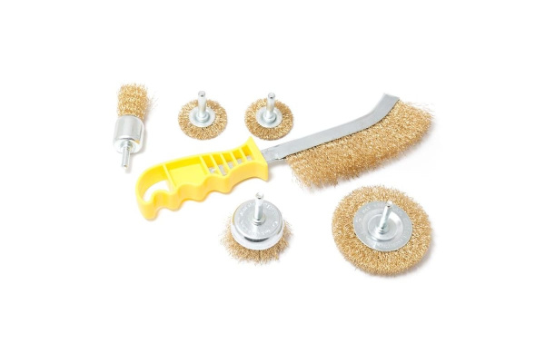 Набор кордщеток дисковых латунных для дрели (6 пр, 1/4", 25-75 мм) Rockforce RF-BWS601