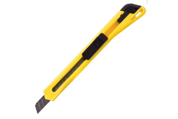 Нож 9 мм, фиксатор, цвет корпуса ассорти, упаковка с европодвесом, BRAUBERG 230914