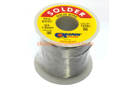 Припой (1 мм, 1 кг, Sn63/Pb37, без флюса) ASAHI 00-00001494 Припой (1 мм, 1 кг, Sn63/Pb37, без флюса) ASAHI 00-00001494