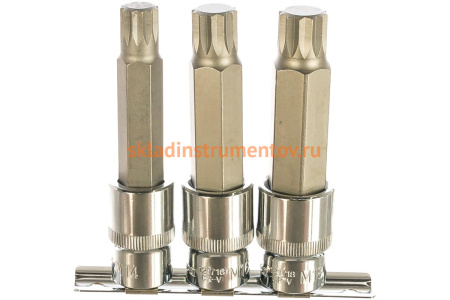 Набор насадок торцевых с вставками-битами SPLINE (1/2"DR, M14-M18, 100 мм, 3 шт.) Ombra 921703