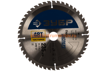 Диск пильный "Чистый рез" (235х30 мм; 48Т) Зубр 36905-235-30-48
