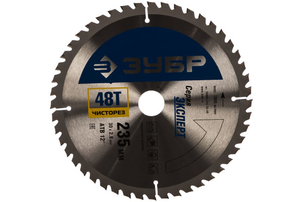 Диск пильный "Чистый рез" (235х30 мм; 48Т) Зубр 36905-235-30-48