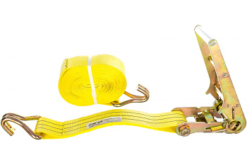 Стяжной ремень с крюками (75мм, 7т, 10м желтый) СТРОП-ПРО SP03030
