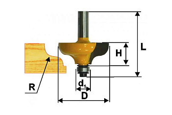 Фреза кромочная калевочная (31.8х13 мм; R 4.8 мм; хвостовик 8 мм) по дереву Энкор 9256