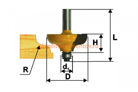 Фреза кромочная калевочная (31.8х13 мм; R 4.8 мм; хвостовик 8 мм) по дереву Энкор 9256