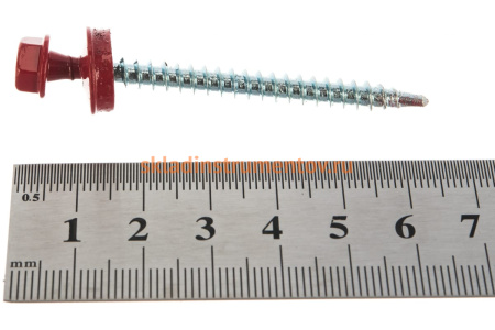 Саморезы для крепления кровельных материалов к деревянной обрешетке Зубр цвет RAL 3003 рубиново-красный, оцинкованный, 4,8x60мм, 1000шт 4-300310-48-060-3003