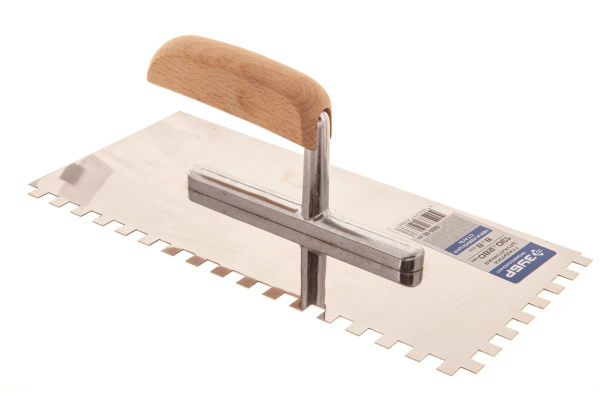 Нержавеющая зубчатая гладилка ПРОФЕССИОНАЛ с деревянной ручкой Зубр 0806-08_z01