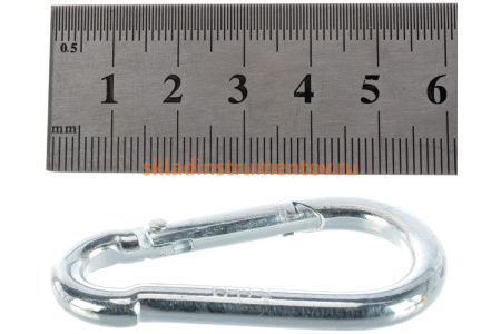 Карабин ЗУБР DIN 5299С, 6мм, 1 шт, оцинкованный, 304546-06