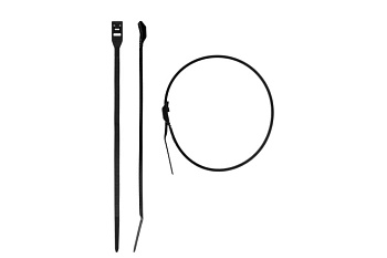 Кабельные стяжки ЗУБР КОБРА черные, с плоским замком, 4.6 х 370 мм, 25 штук, нейлоновые 30935-46-370